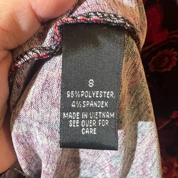 AGB paisley dress women S print high neck midi 3/4 sleeve red lightweight new - Picture 13 of 14